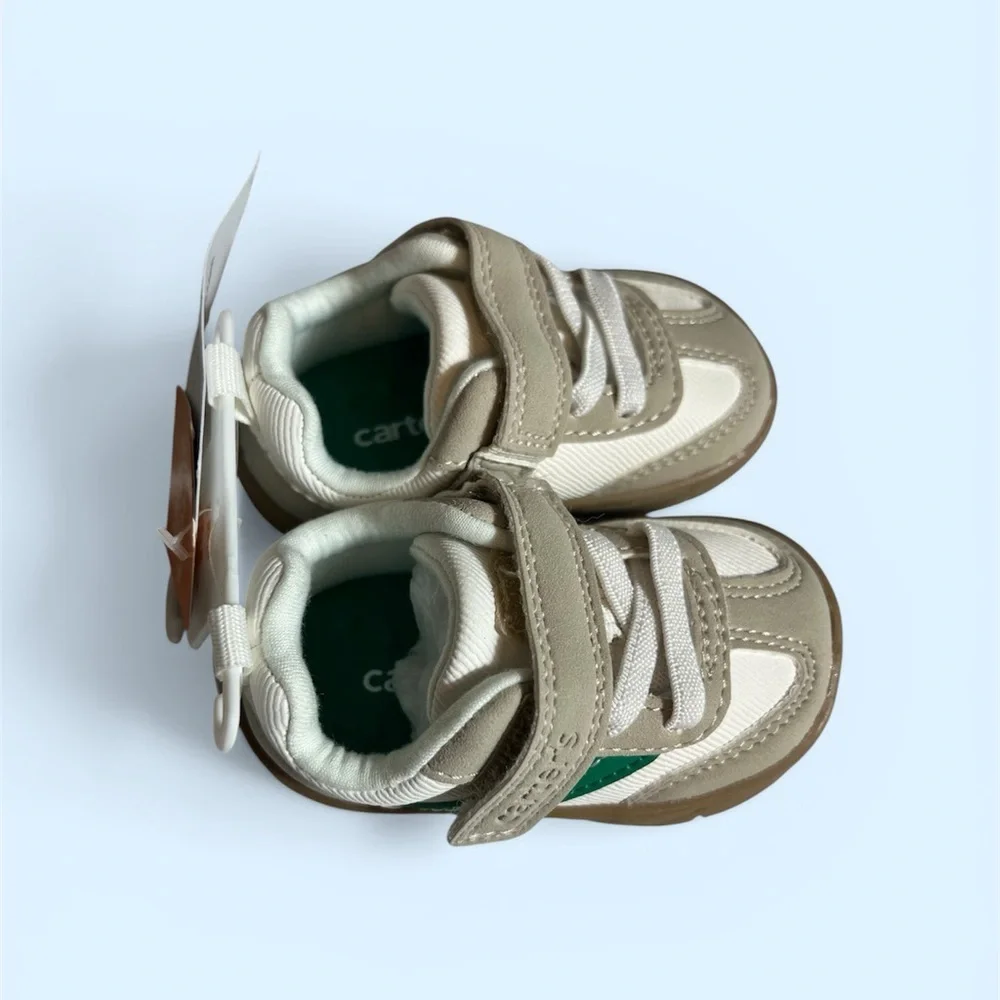 Carter's baby sneakers size 2 (3-6 months) white khaki